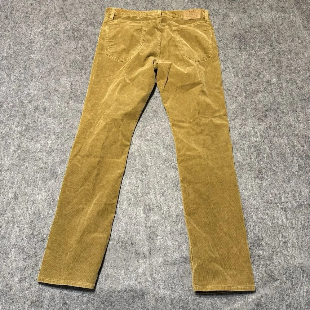 Polo Ralph Lauren Mens Corduroy Pants 33/32 Brown Tan Straight Leg 5-Pocket